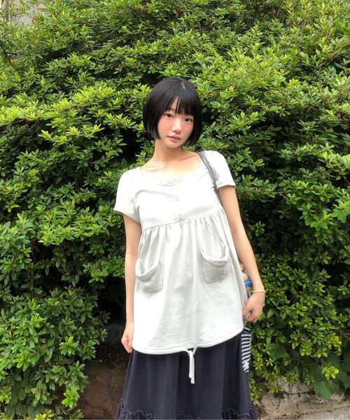BAUF（バウフ）の「シャーリングフレアTシャツ [ミント]（Tシャツ/カットソー・レディース・その他・FREE）」の12枚目の写真
