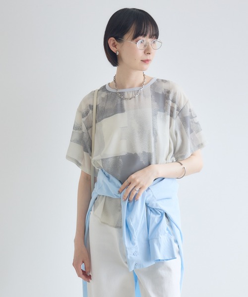 Paradise Picnic(パラダイスピクニック)の「TRANOI. ウォーターペイントプリントブラウス(シャツ/ブラウス・レディース・ブラック/グレー/ブルー・FREE)」の3枚目の写真