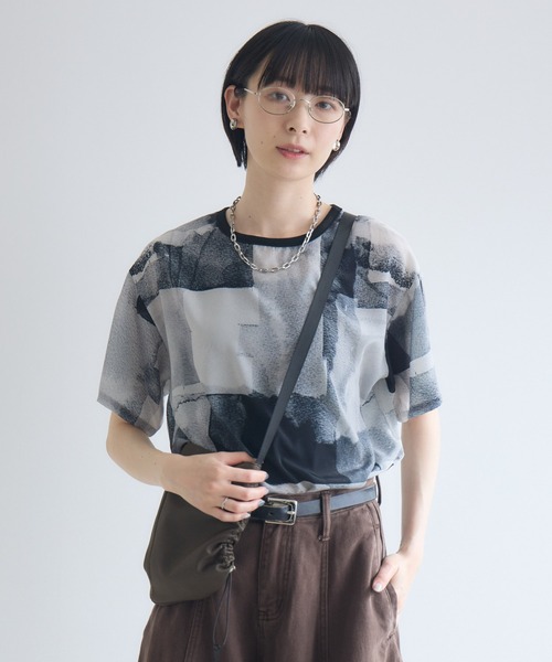 Paradise Picnic(パラダイスピクニック)の「TRANOI. ウォーターペイントプリントブラウス(シャツ/ブラウス・レディース・ブラック/グレー/ブルー・FREE)」の6枚目の写真