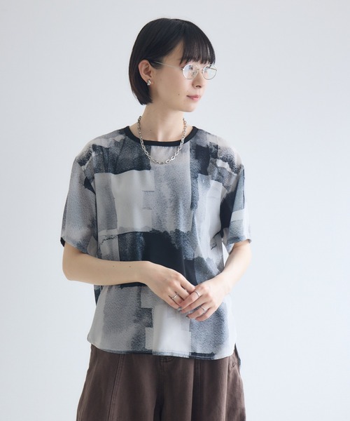 Paradise Picnic(パラダイスピクニック)の「TRANOI. ウォーターペイントプリントブラウス(シャツ/ブラウス・レディース・ブラック/グレー/ブルー・FREE)」の11枚目の写真