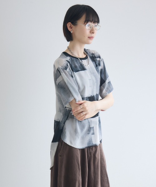 Paradise Picnic(パラダイスピクニック)の「TRANOI. ウォーターペイントプリントブラウス(シャツ/ブラウス・レディース・ブラック/グレー/ブルー・FREE)」の10枚目の写真