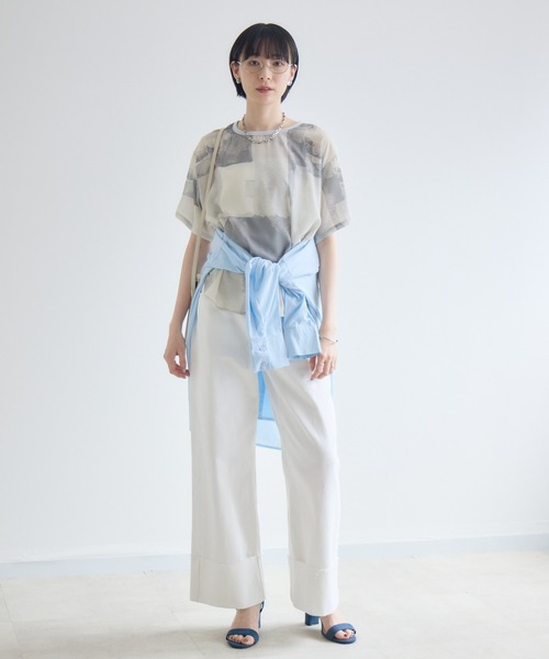 Paradise Picnic(パラダイスピクニック)の「TRANOI. ウォーターペイントプリントブラウス(シャツ/ブラウス・レディース・ブラック/グレー/ブルー・FREE)」の18枚目の写真