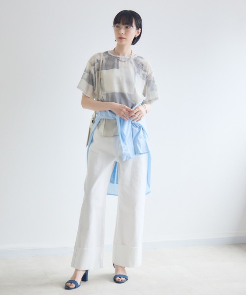 Paradise Picnic(パラダイスピクニック)の「TRANOI. ウォーターペイントプリントブラウス(シャツ/ブラウス・レディース・ブラック/グレー/ブルー・FREE)」の15枚目の写真