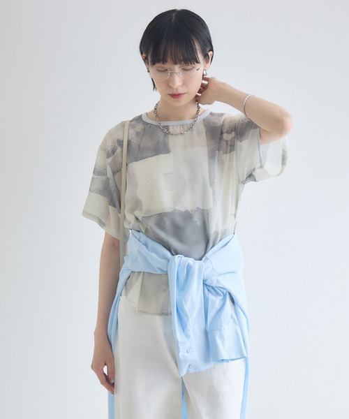 Paradise Picnic(パラダイスピクニック)の「TRANOI. ウォーターペイントプリントブラウス(シャツ/ブラウス・レディース・ブラック/グレー/ブルー・FREE)」の20枚目の写真