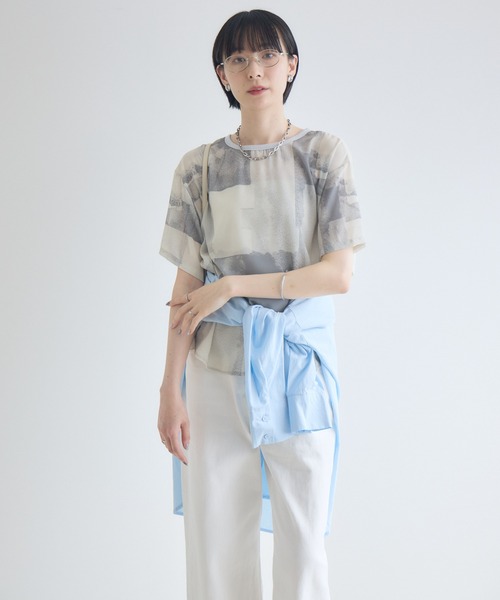 Paradise Picnic(パラダイスピクニック)の「TRANOI. ウォーターペイントプリントブラウス(シャツ/ブラウス・レディース・ブラック/グレー/ブルー・FREE)」の19枚目の写真