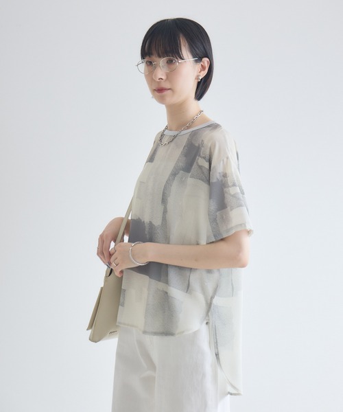 Paradise Picnic(パラダイスピクニック)の「TRANOI. ウォーターペイントプリントブラウス(シャツ/ブラウス・レディース・ブラック/グレー/ブルー・FREE)」の22枚目の写真