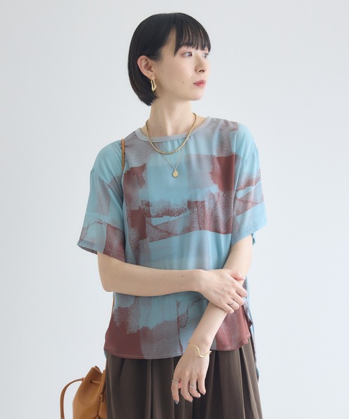 Paradise Picnic(パラダイスピクニック)の「TRANOI. ウォーターペイントプリントブラウス(シャツ/ブラウス・レディース・ブラック/グレー/ブルー・FREE)」の5枚目の写真