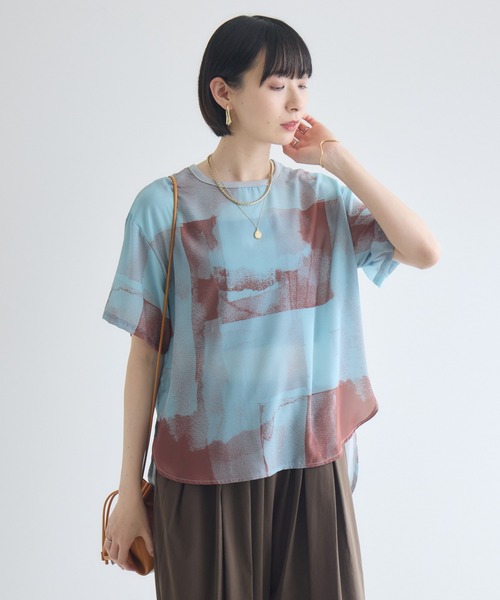 Paradise Picnic(パラダイスピクニック)の「TRANOI. ウォーターペイントプリントブラウス(シャツ/ブラウス・レディース・ブラック/グレー/ブルー・FREE)」の4枚目の写真