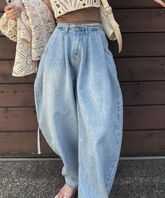 店長がつくったデニムもぽわんと9分丈ワイドパンツ（デニムパンツ