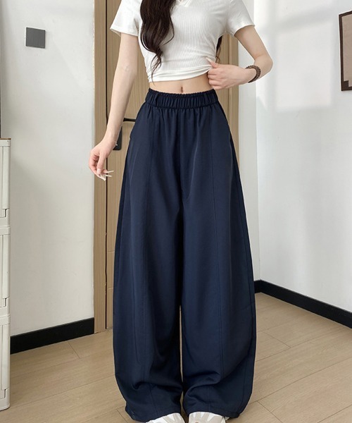 Miniministore(ミニミニストア)の「ワイドカーブパンツカーゴイージーパンツ夏(デニムパンツ・レディース・ベージュ/ホワイト/ネイビー/ブラック・FREE)」の4枚目の写真