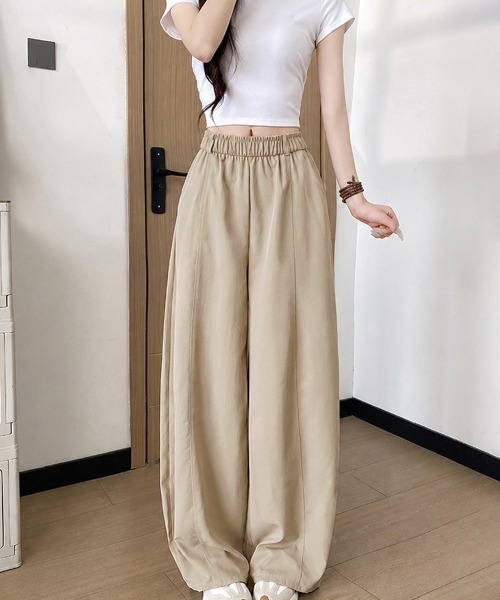 Miniministore(ミニミニストア)の「ワイドカーブパンツカーゴイージーパンツ夏(デニムパンツ・レディース・ベージュ/ホワイト/ネイビー/ブラック・FREE)」の5枚目の写真