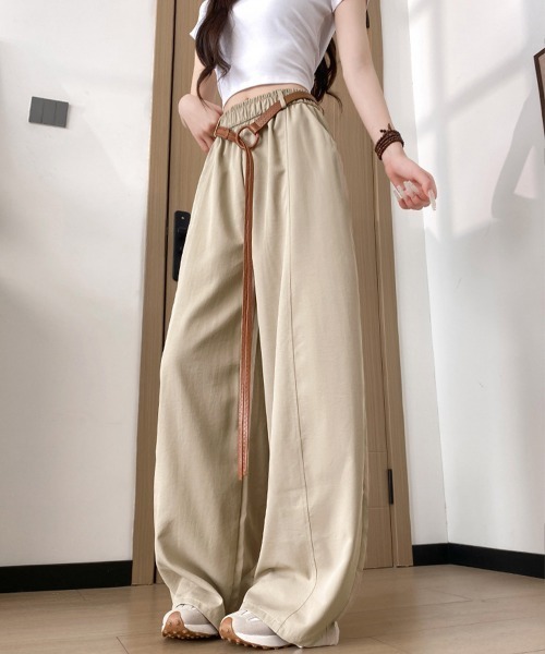 Miniministore(ミニミニストア)の「ワイドカーブパンツカーゴイージーパンツ夏(デニムパンツ・レディース・ベージュ/ホワイト/ネイビー/ブラック・FREE)」の6枚目の写真