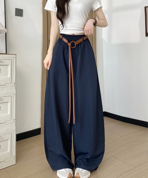 Miniministore(ミニミニストア)の「ワイドカーブパンツカーゴイージーパンツ夏(デニムパンツ・レディース・ベージュ/ホワイト/ネイビー/ブラック・FREE)」の17枚目の写真