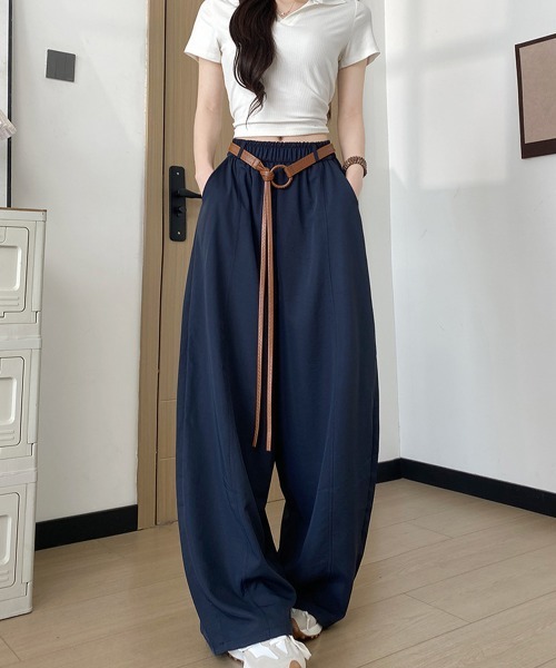 Miniministore(ミニミニストア)の「ワイドカーブパンツカーゴイージーパンツ夏(デニムパンツ・レディース・ベージュ/ホワイト/ネイビー/ブラック・FREE)」の18枚目の写真