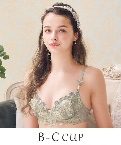 Risa Magli(リサマリ)の「ディアンタ ブラジャー (B-C) <Sweet Rich(スウィートリッチ)>(ブラジャー・レディース・カーキ/アイボリー/ベビーピンク・B65/B75/B70/C75/C70/C65)」の1枚目の写真