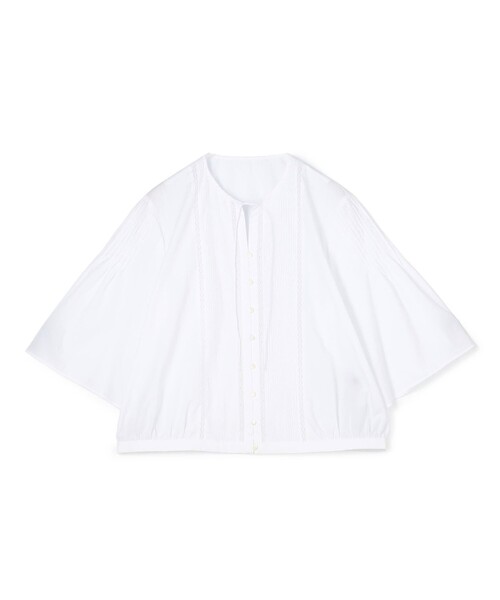 TOMORROWLAND collection（トゥモローランドコレクション）の「コットンコンビネーション ノーカラーブラウス（シャツ/ブラウス・レディース・ホワイト/ブラック・36）」の2枚目の写真