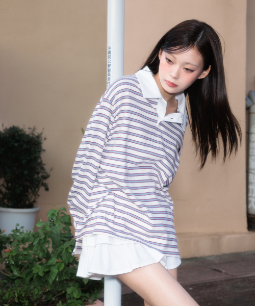 ROSEFRANTZ（ロゼフランツ）の「Stripe Collar Long Sleeve [Ivory]（Tシャツ/カットソー・レディース・アイボリー・OS）」の9枚目の写真