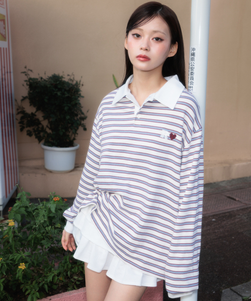 ROSEFRANTZ（ロゼフランツ）の「Stripe Collar Long Sleeve [Ivory]（Tシャツ/カットソー・レディース・アイボリー・OS）」の8枚目の写真