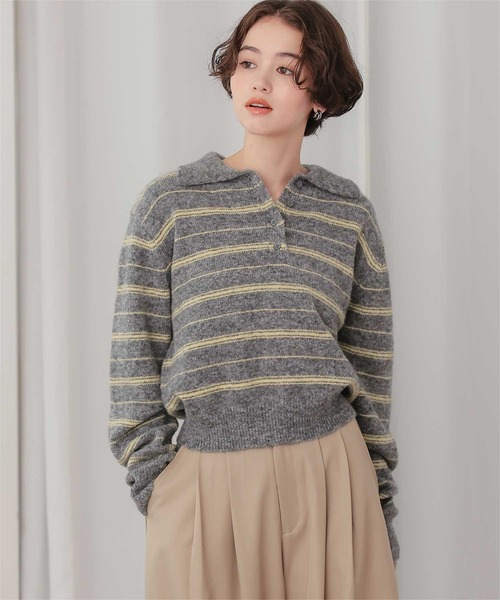 titivate(ティティベイト)の「ほわっとポロ襟ニットプルオーバー(ニット/セーター・レディース・ブラウン/グレー/アイボリー・M/L)」の2枚目の写真