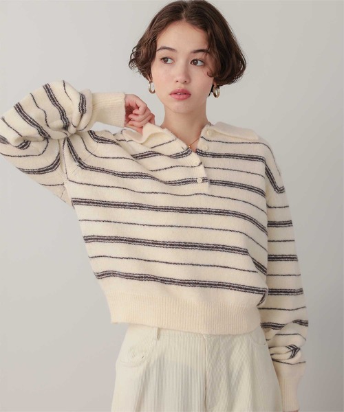 titivate(ティティベイト)の「ほわっとポロ襟ニットプルオーバー(ニット/セーター・レディース・ブラウン/グレー/アイボリー・M/L)」の1枚目の写真