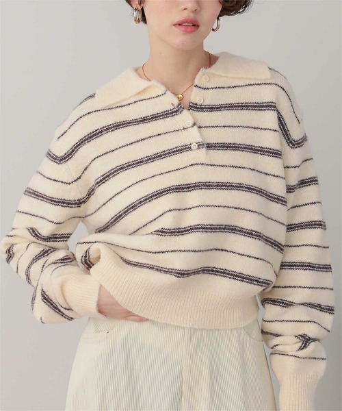 titivate(ティティベイト)の「ほわっとポロ襟ニットプルオーバー(ニット/セーター・レディース・ブラウン/グレー/アイボリー・M/L)」の5枚目の写真