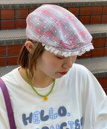 HELLO.SANFRANCISCO | 【HELLO.SANFRANCISCO/ハローサンフランシスコ】スターチェックレース付きハンチング(キャップ)