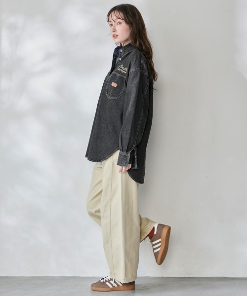KRIFF MAYER Lady's Collection(クリフメイヤーレディースコレクション)の「カバーオール風デニムシャツチュニック(シャツ/ブラウス・レディース・ストライプ/ブラック/ダークブルー/ライトブルー・MEDIUM/LARGE)」の8枚目の写真