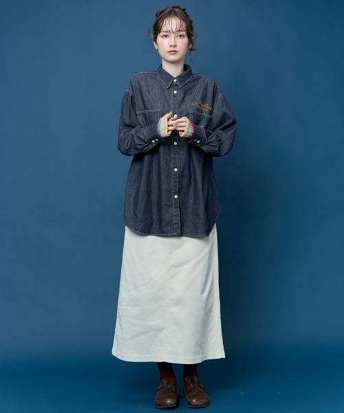 KRIFF MAYER Lady's Collection(クリフメイヤーレディースコレクション)の「カバーオール風デニムシャツチュニック(シャツ/ブラウス・レディース・ストライプ/ブラック/ダークブルー/ライトブルー・MEDIUM/LARGE)」の16枚目の写真