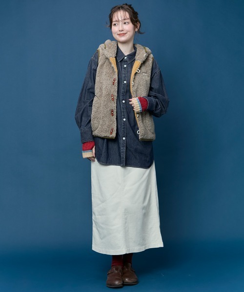 KRIFF MAYER Lady's Collection(クリフメイヤーレディースコレクション)の「カバーオール風デニムシャツチュニック(シャツ/ブラウス・レディース・ストライプ/ブラック/ダークブルー/ライトブルー・MEDIUM/LARGE)」の17枚目の写真