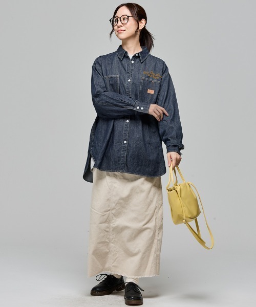 KRIFF MAYER Lady's Collection(クリフメイヤーレディースコレクション)の「カバーオール風デニムシャツチュニック(シャツ/ブラウス・レディース・ストライプ/ブラック/ダークブルー/ライトブルー・MEDIUM/LARGE)」の9枚目の写真