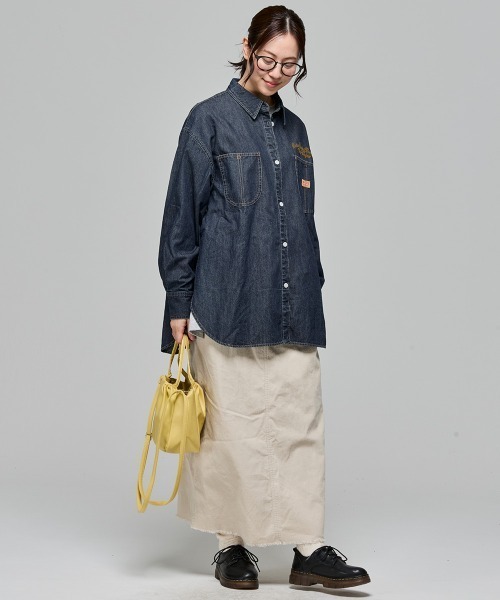 KRIFF MAYER Lady's Collection(クリフメイヤーレディースコレクション)の「カバーオール風デニムシャツチュニック(シャツ/ブラウス・レディース・ストライプ/ブラック/ダークブルー/ライトブルー・MEDIUM/LARGE)」の10枚目の写真