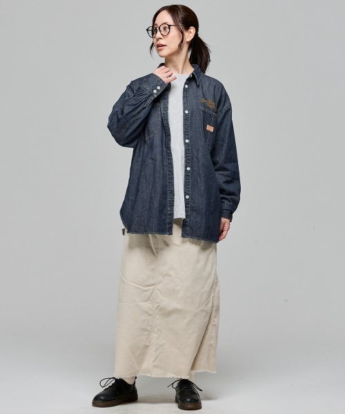 KRIFF MAYER Lady's Collection(クリフメイヤーレディースコレクション)の「カバーオール風デニムシャツチュニック(シャツ/ブラウス・レディース・ストライプ/ブラック/ダークブルー/ライトブルー・MEDIUM/LARGE)」の11枚目の写真