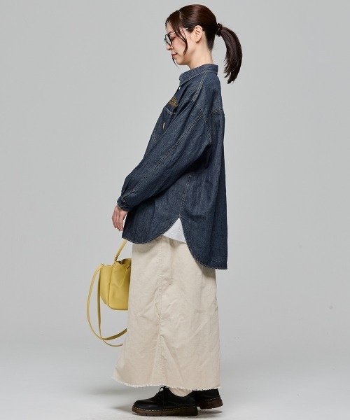 KRIFF MAYER Lady's Collection(クリフメイヤーレディースコレクション)の「カバーオール風デニムシャツチュニック(シャツ/ブラウス・レディース・ストライプ/ブラック/ダークブルー/ライトブルー・MEDIUM/LARGE)」の12枚目の写真