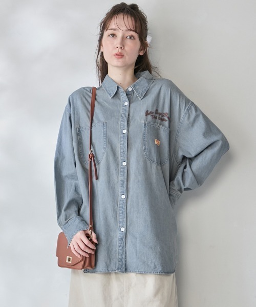 KRIFF MAYER Lady's Collection(クリフメイヤーレディースコレクション)の「カバーオール風デニムシャツチュニック(シャツ/ブラウス・レディース・ストライプ/ブラック/ダークブルー/ライトブルー・MEDIUM/LARGE)」の20枚目の写真