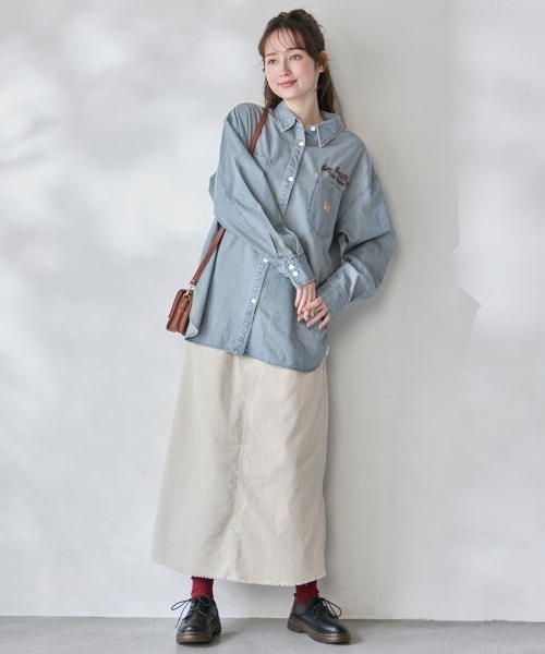 KRIFF MAYER Lady's Collection(クリフメイヤーレディースコレクション)の「カバーオール風デニムシャツチュニック(シャツ/ブラウス・レディース・ストライプ/ブラック/ダークブルー/ライトブルー・MEDIUM/LARGE)」の21枚目の写真