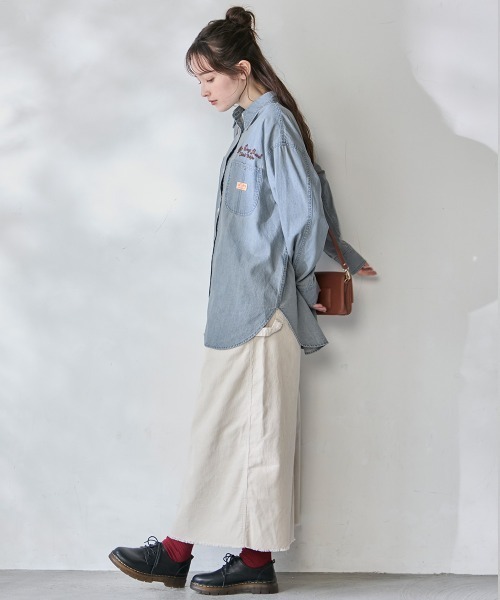 KRIFF MAYER Lady's Collection(クリフメイヤーレディースコレクション)の「カバーオール風デニムシャツチュニック(シャツ/ブラウス・レディース・ストライプ/ブラック/ダークブルー/ライトブルー・MEDIUM/LARGE)」の22枚目の写真