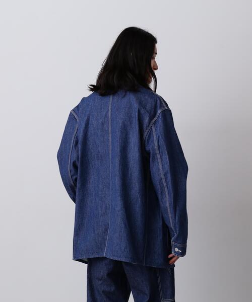 Y(ワイ)の「Y / 13oz ORGANIC COTTON DENIM COVERALL JACKET(デニムジャケット・メンズ・ネイビー/ホワイト・MEDIUM/LARGE/SMALL)」の12枚目の写真