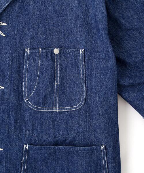 Y(ワイ)の「Y / 13oz ORGANIC COTTON DENIM COVERALL JACKET(デニムジャケット・メンズ・ネイビー/ホワイト・MEDIUM/LARGE/SMALL)」の19枚目の写真