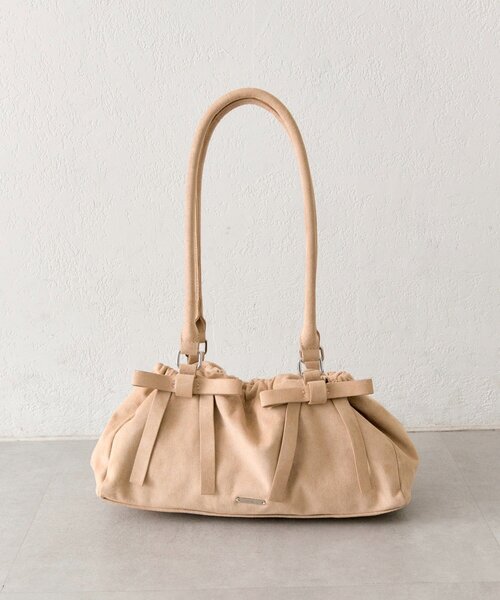 mystic(ミスティック)の「リボンギャザーBAG(トートバッグ・レディース・ベージュ/ブラック・ONE SIZE)」の1枚目の写真