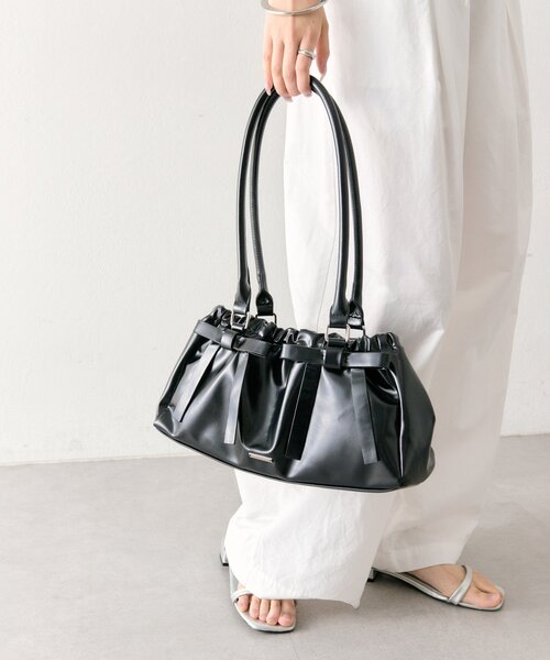 mystic(ミスティック)の「リボンギャザーBAG(トートバッグ・レディース・ベージュ/ブラック・ONE SIZE)」の7枚目の写真