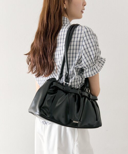 mystic(ミスティック)の「リボンギャザーBAG(トートバッグ・レディース・ベージュ/ブラック・ONE SIZE)」の8枚目の写真