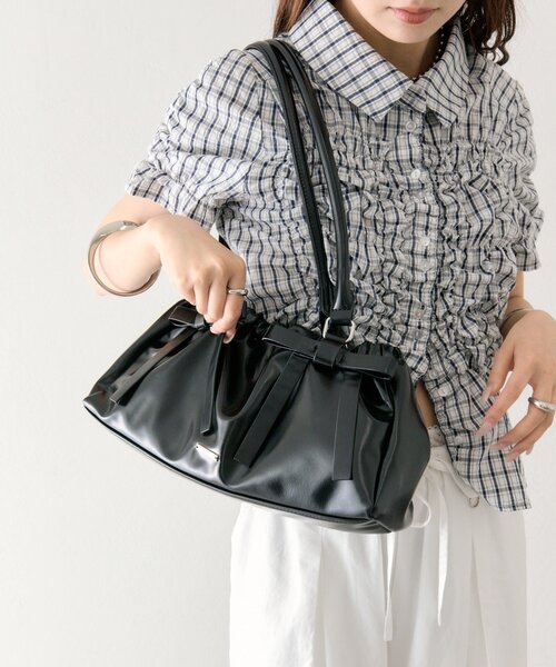 mystic(ミスティック)の「リボンギャザーBAG(トートバッグ・レディース・ベージュ/ブラック・ONE SIZE)」の9枚目の写真