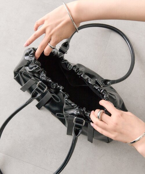 mystic(ミスティック)の「リボンギャザーBAG(トートバッグ・レディース・ベージュ/ブラック・ONE SIZE)」の15枚目の写真