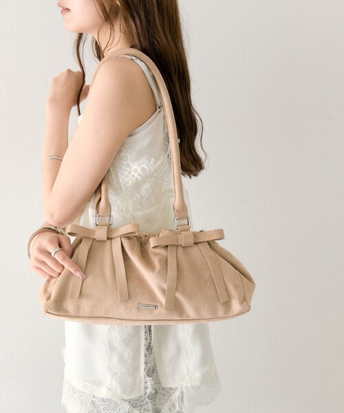 mystic(ミスティック)の「リボンギャザーBAG(トートバッグ・レディース・ベージュ/ブラック・ONE SIZE)」の18枚目の写真