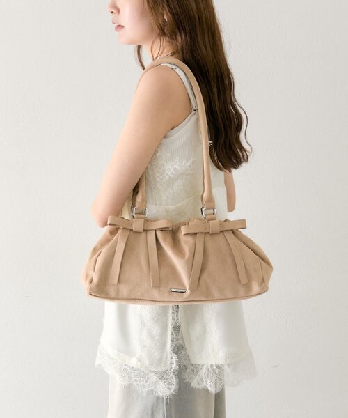 mystic(ミスティック)の「リボンギャザーBAG(トートバッグ・レディース・ベージュ/ブラック・ONE SIZE)」の22枚目の写真