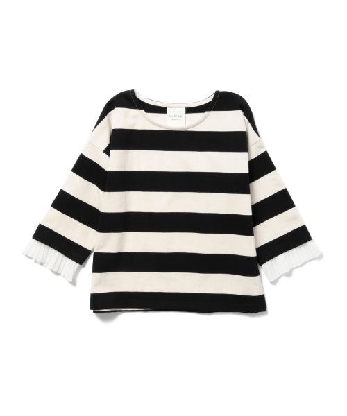 Ray BEAMS（レイビームス）の「Ray BEAMS / ボーダー プリーツ カフス プルオーバー（Tシャツ/カットソー・レディース・ブラック/ベージュ・ONE SIZE）」の5枚目の写真