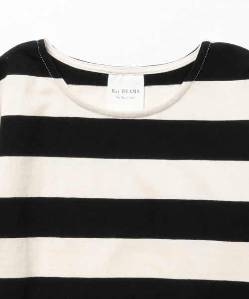 Ray BEAMS（レイビームス）の「Ray BEAMS / ボーダー プリーツ カフス プルオーバー（Tシャツ/カットソー・レディース・ブラック/ベージュ・ONE SIZE）」の12枚目の写真