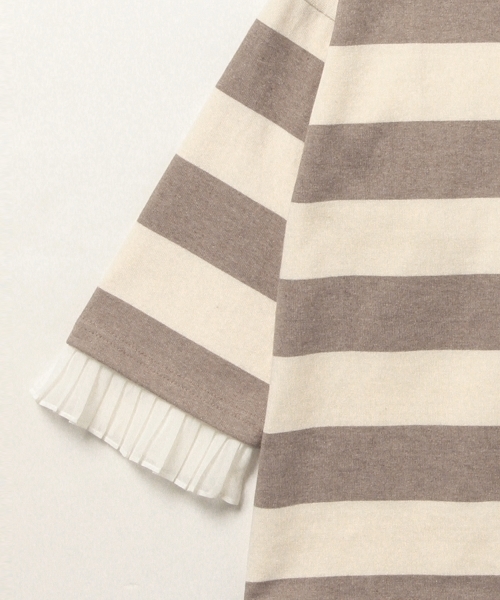 Ray BEAMS（レイビームス）の「Ray BEAMS / ボーダー プリーツ カフス プルオーバー（Tシャツ/カットソー・レディース・ブラック/ベージュ・ONE SIZE）」の7枚目の写真