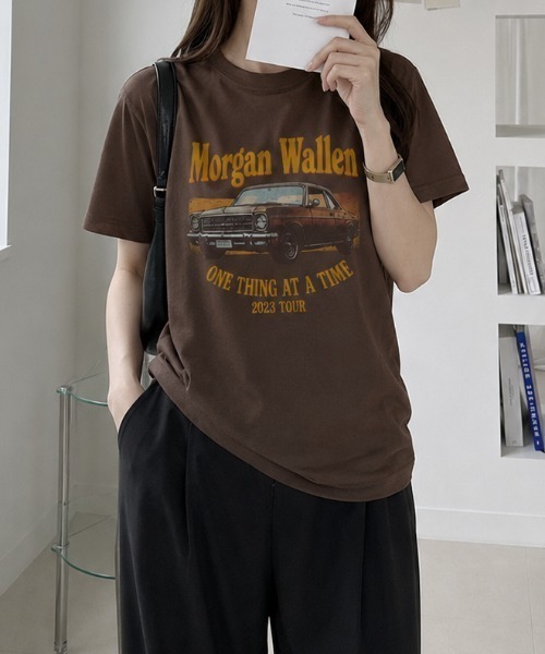 sowme.(ソウミー)の「古着風に着映える◎【カーグラフィック プリント ベーシック Tシャツ】(Tシャツ/カットソー・レディース・チャコールグレー/スミクロ・SMALL/MEDIUM/LARGE)」の4枚目の写真