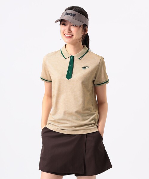 BEAMS GOLF（ビームスゴルフ）の「ORANGE LABEL / ネクタイモチーフ ライン ポロシャツ（ポロシャツ・レディース・ネイビー/ベージュ・MEDIUM/LARGE）」の2枚目の写真